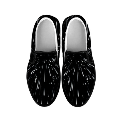 Galaxy Hyperspace Print Black Slip On Shoes