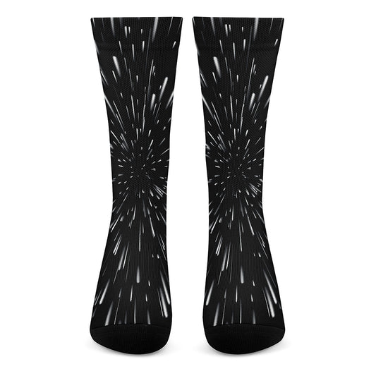 Galaxy Hyperspace Print Crew Socks