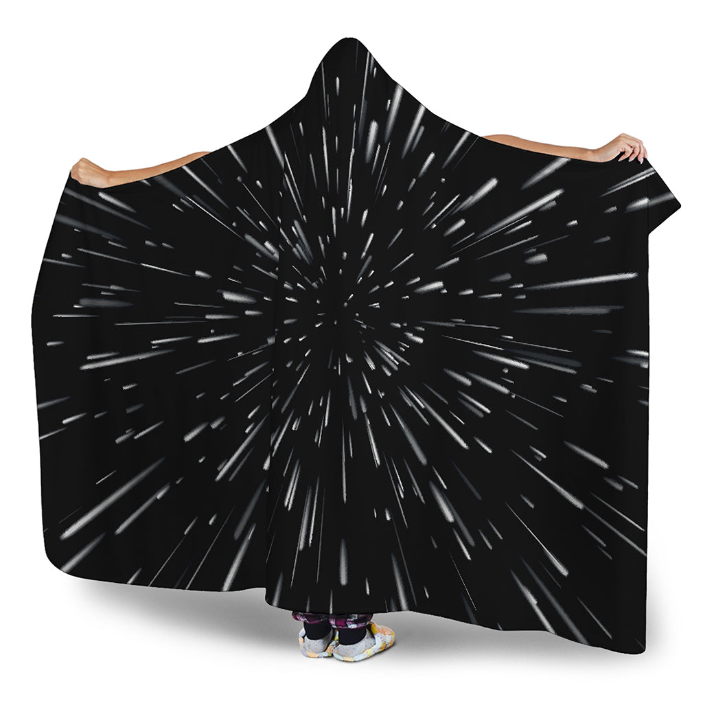Galaxy Hyperspace Print Hooded Blanket