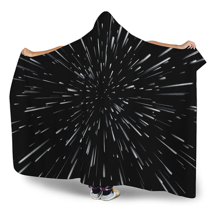 Galaxy Hyperspace Print Hooded Blanket