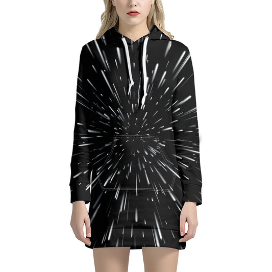 Galaxy Hyperspace Print Hoodie Dress