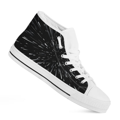 Galaxy Hyperspace Print White High Top Shoes