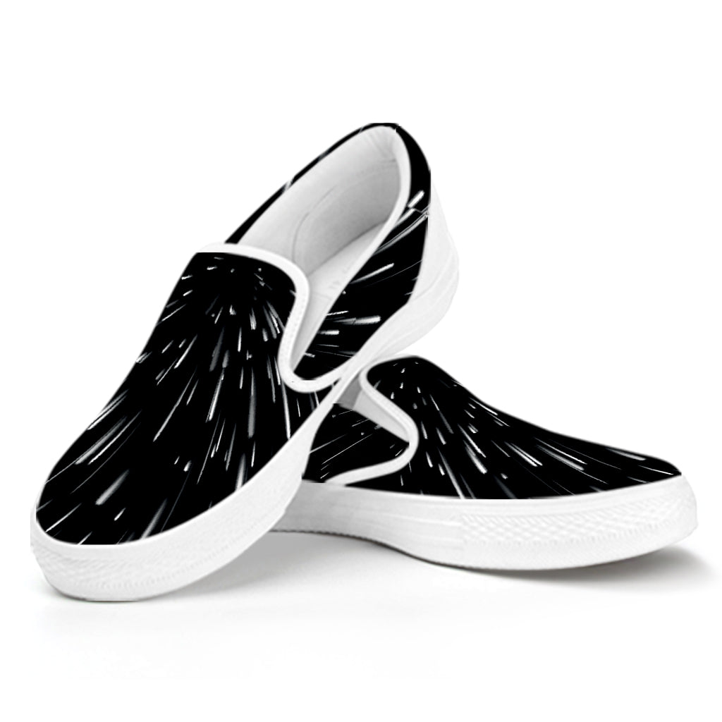 Galaxy Hyperspace Print White Slip On Shoes
