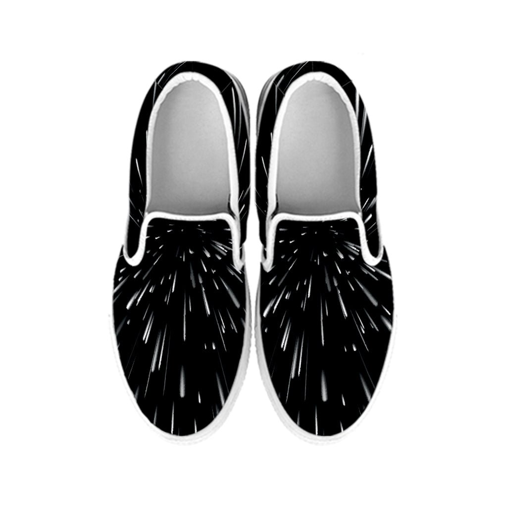 Galaxy Hyperspace Print White Slip On Shoes