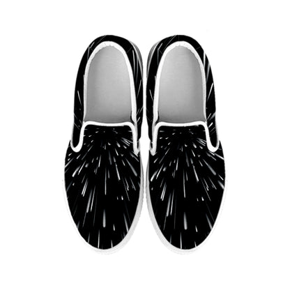 Galaxy Hyperspace Print White Slip On Shoes