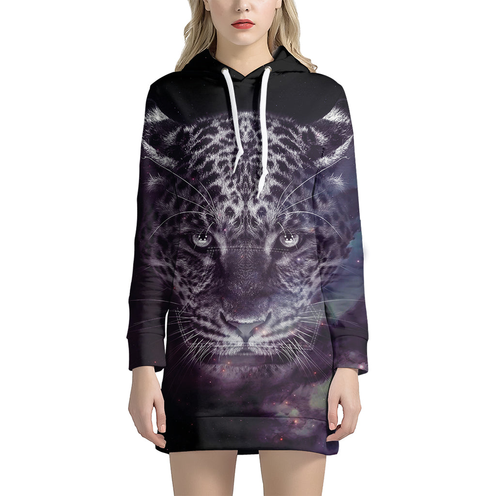 Galaxy Jaguar Print Hoodie Dress