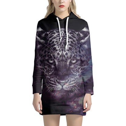 Galaxy Jaguar Print Hoodie Dress