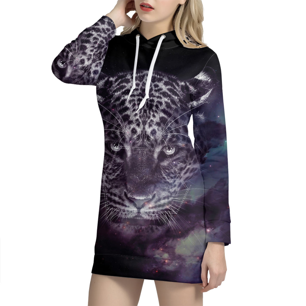 Galaxy Jaguar Print Hoodie Dress