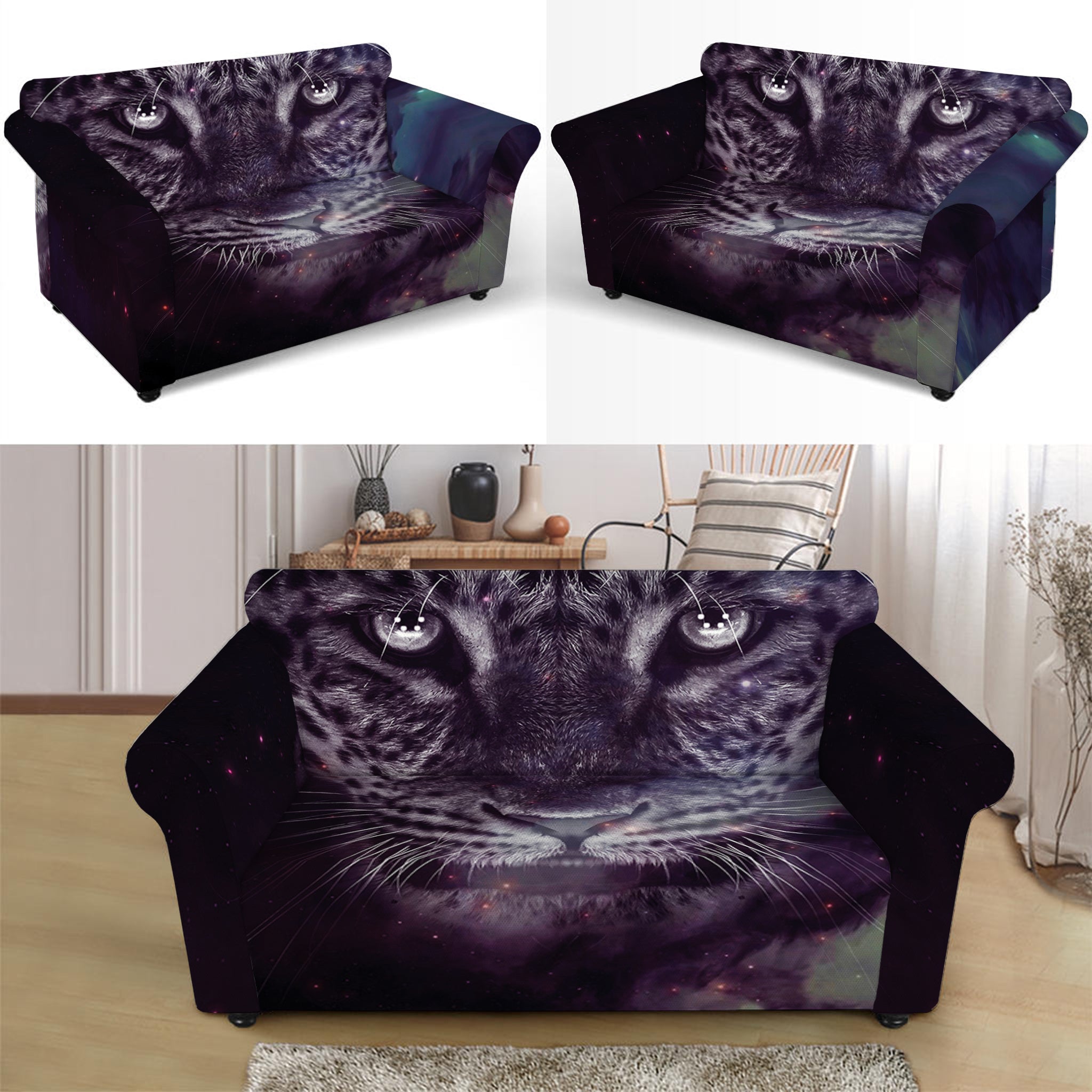 Galaxy Jaguar Print Loveseat Slipcover