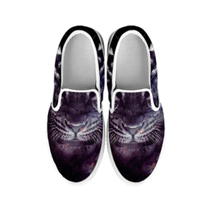 Galaxy Jaguar Print White Slip On Shoes