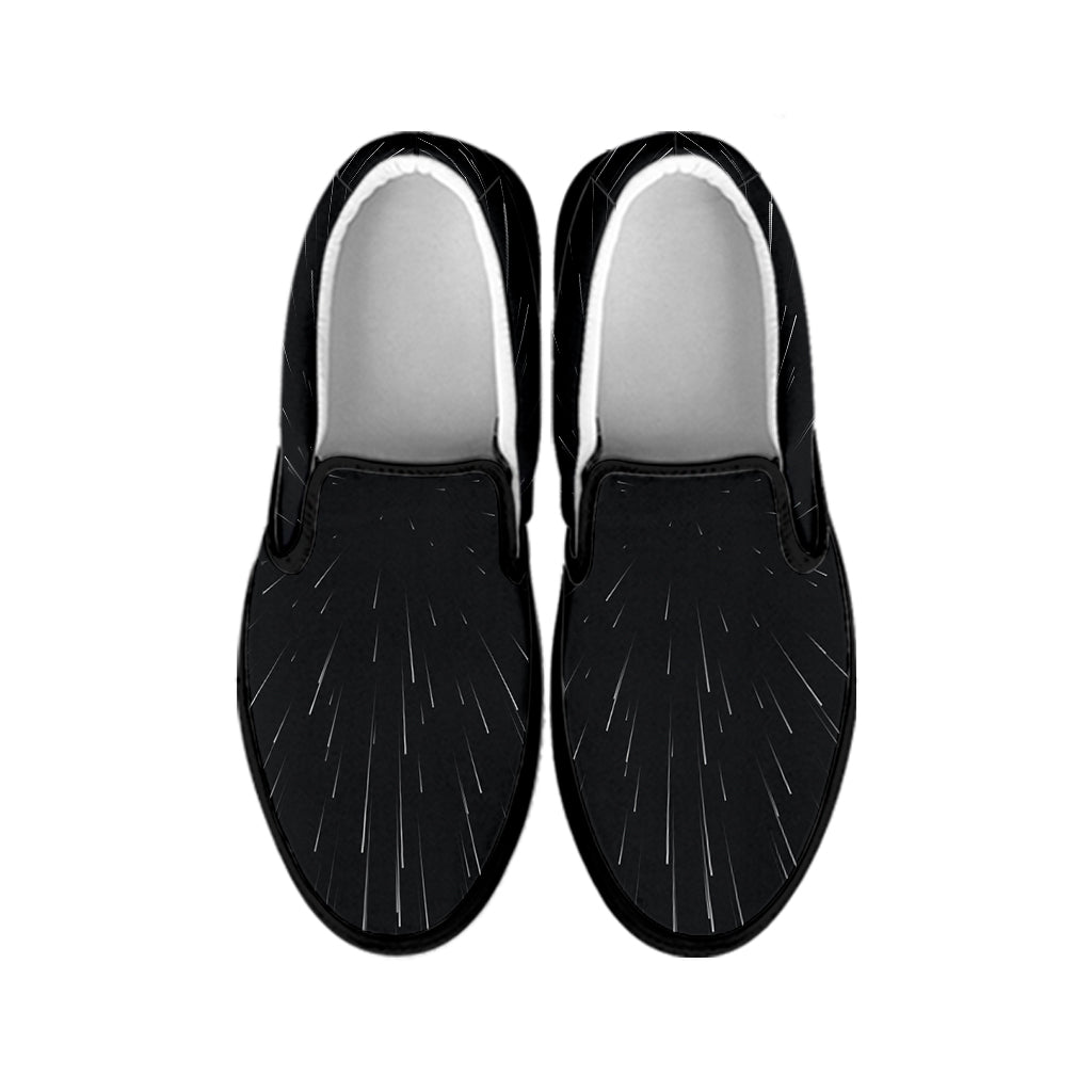 Galaxy Lightspeed Print Black Slip On Shoes