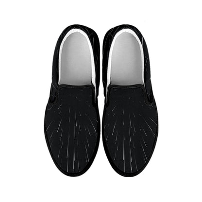Galaxy Lightspeed Print Black Slip On Shoes