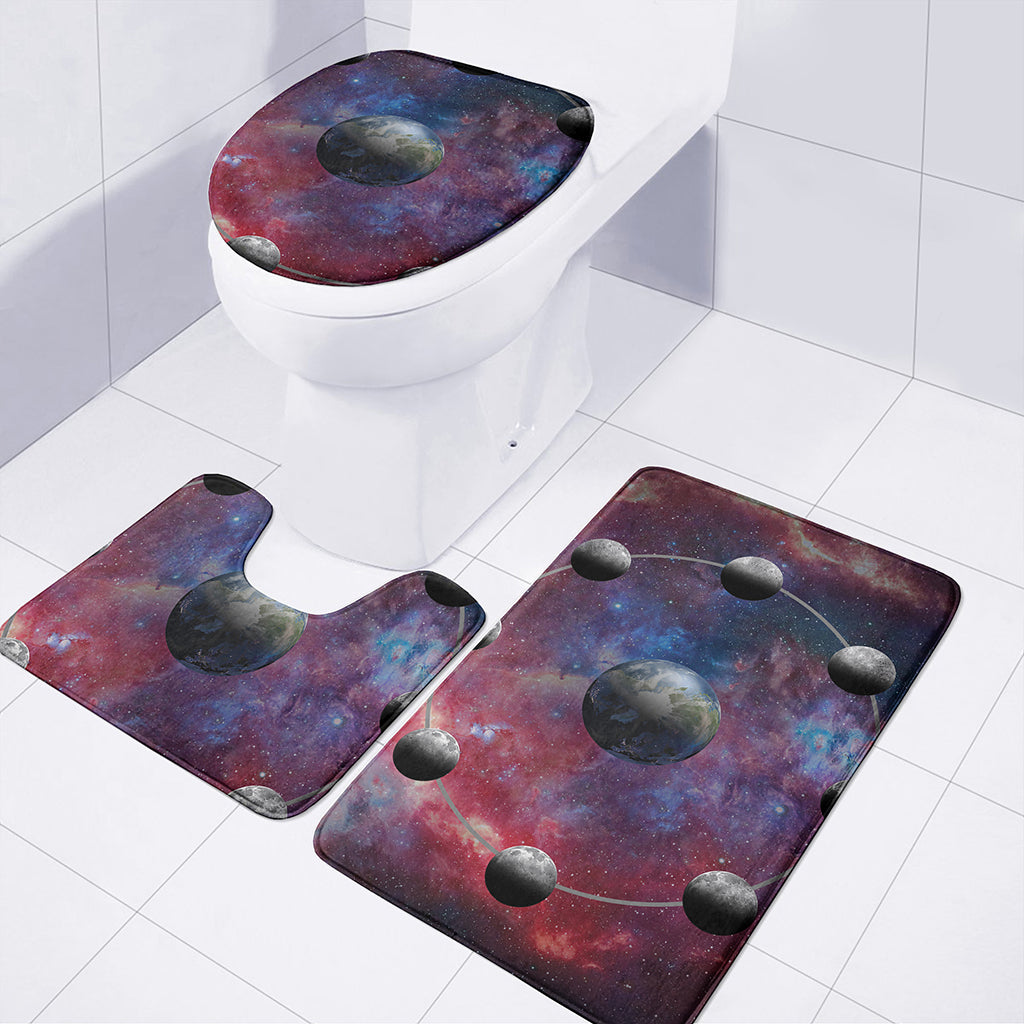 Galaxy Lunar Phase Print 3 Piece Bath Mat Set