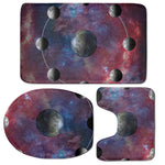 Galaxy Lunar Phase Print 3 Piece Bath Mat Set