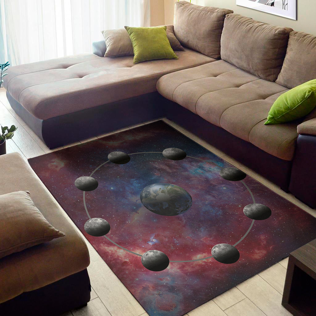 Galaxy Lunar Phase Print Area Rug