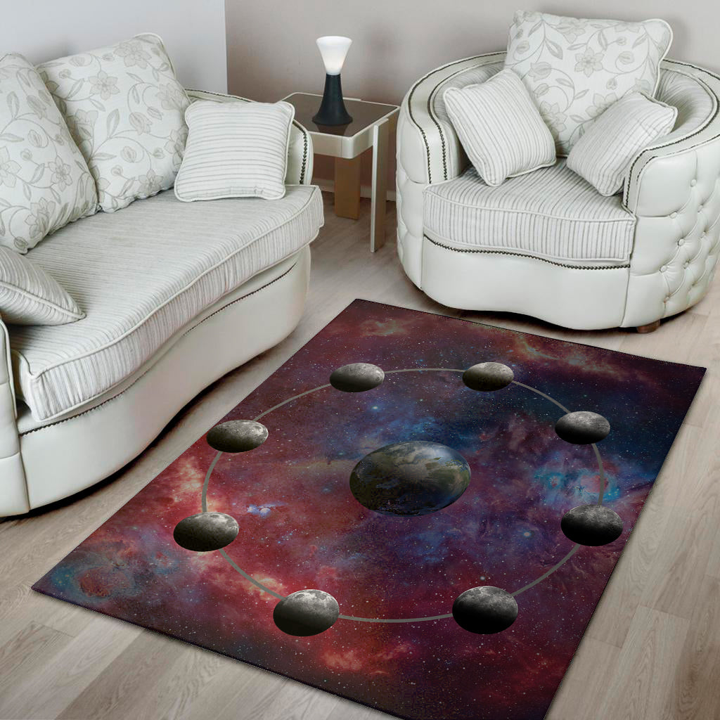 Galaxy Lunar Phase Print Area Rug