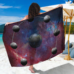 Galaxy Lunar Phase Print Beach Sarong Wrap