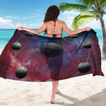 Galaxy Lunar Phase Print Beach Sarong Wrap