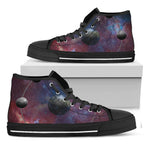 Galaxy Lunar Phase Print Black High Top Shoes