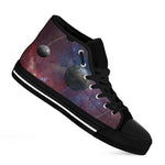 Galaxy Lunar Phase Print Black High Top Shoes