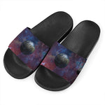 Galaxy Lunar Phase Print Black Slide Sandals