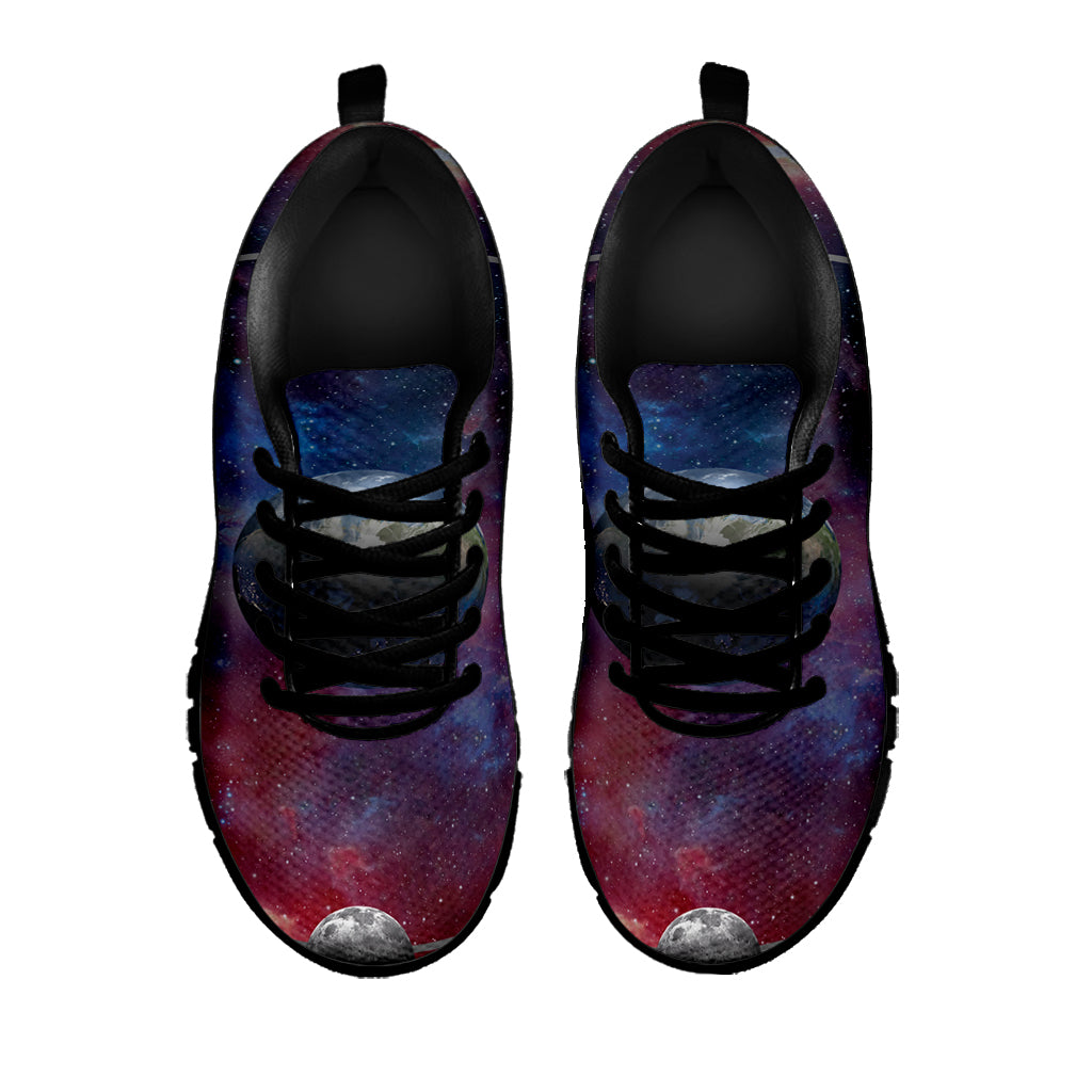Galaxy Lunar Phase Print Black Sneakers