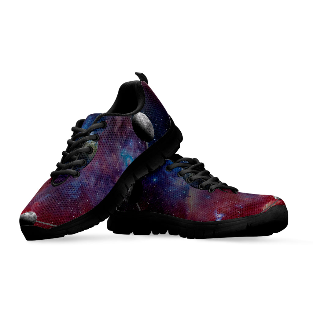 Galaxy Lunar Phase Print Black Sneakers