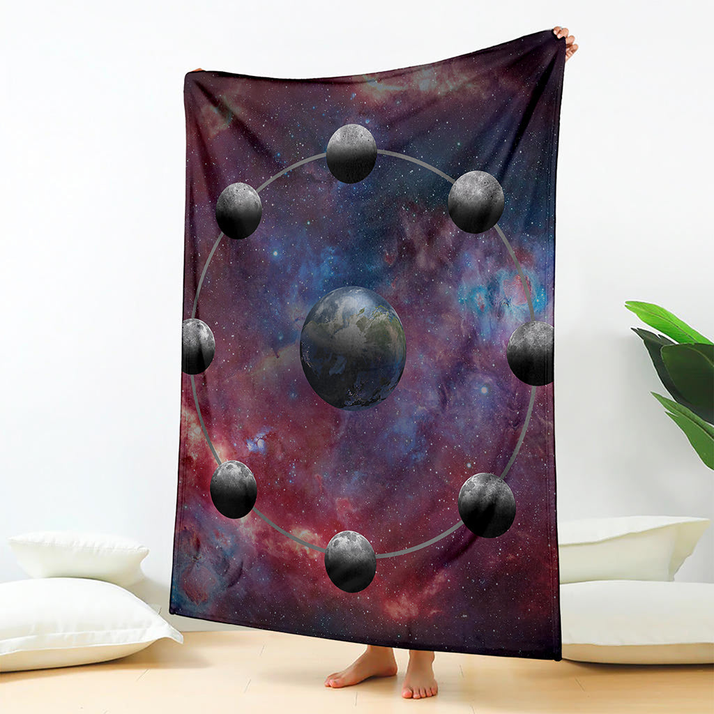 Galaxy Lunar Phase Print Blanket
