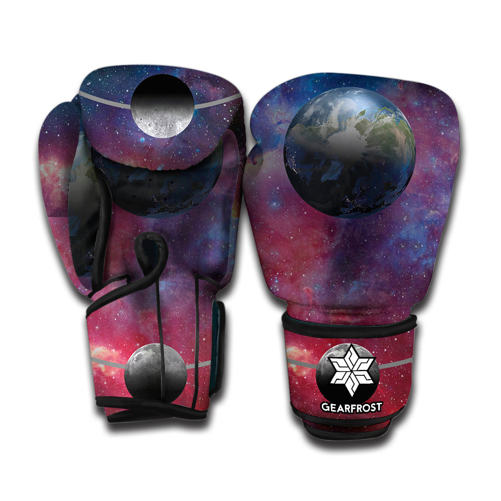 Galaxy Lunar Phase Print Boxing Gloves