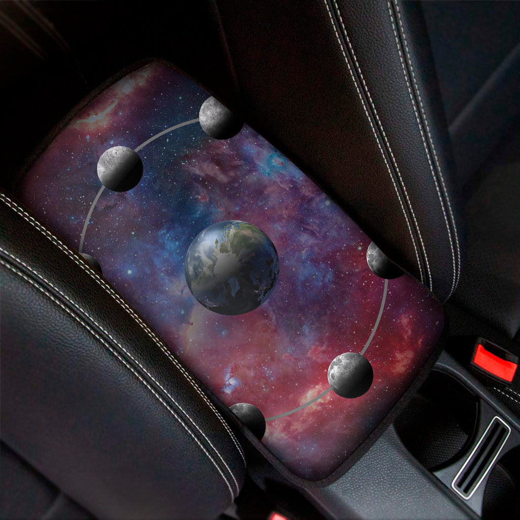 Galaxy Lunar Phase Print Car Center Console Cover