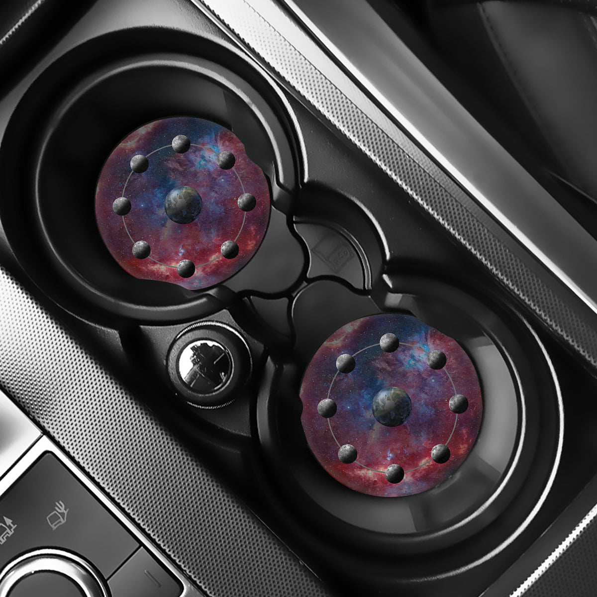 Galaxy Lunar Phase Print Car Coasters
