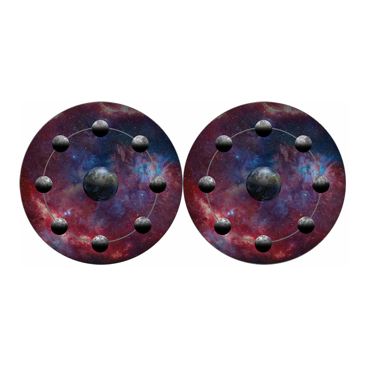 Galaxy Lunar Phase Print Car Coasters