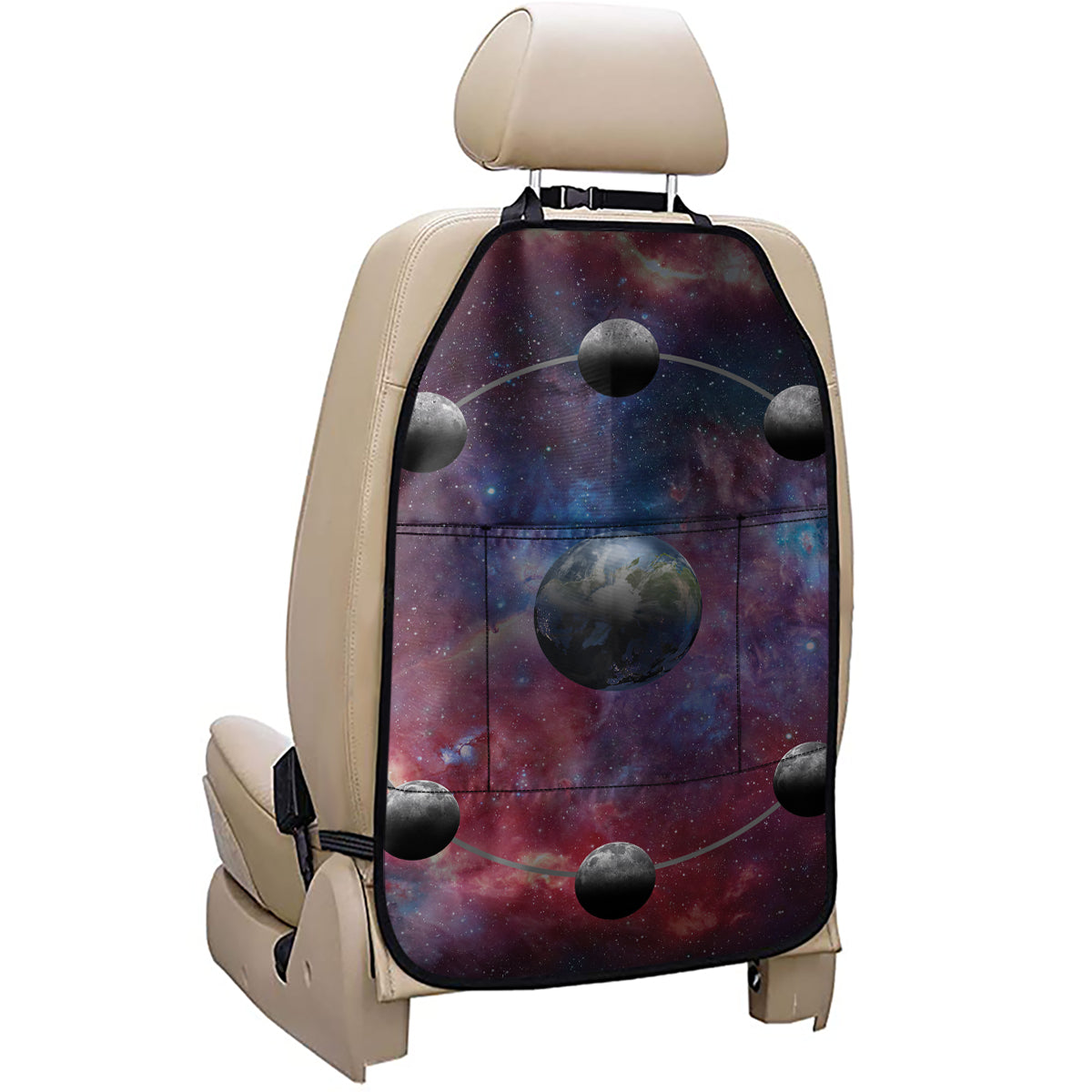 Galaxy Lunar Phase Print Car Seat Organizers