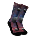Galaxy Lunar Phase Print Crew Socks