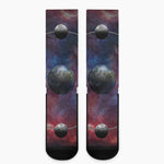 Galaxy Lunar Phase Print Crew Socks
