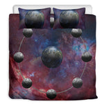 Galaxy Lunar Phase Print Duvet Cover Bedding Set