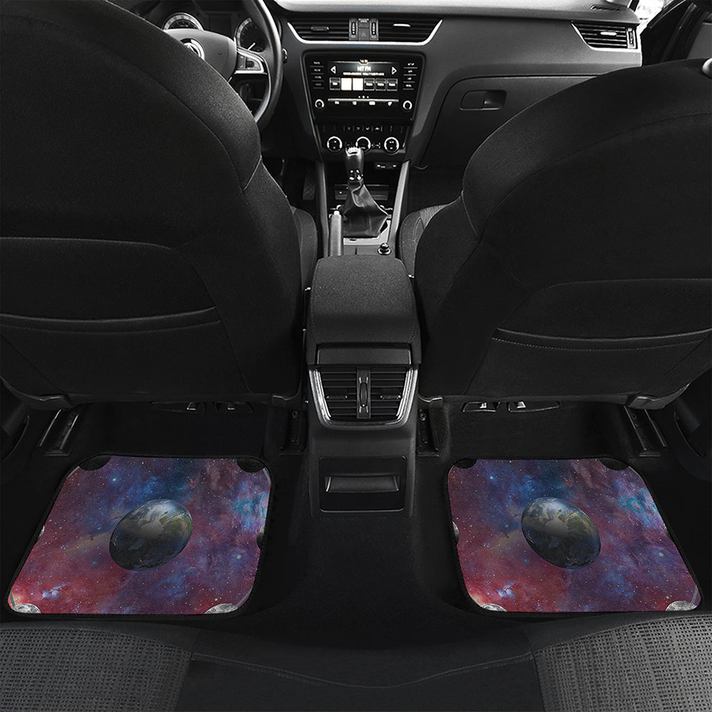 Galaxy Lunar Phase Print Front and Back Car Floor Mats