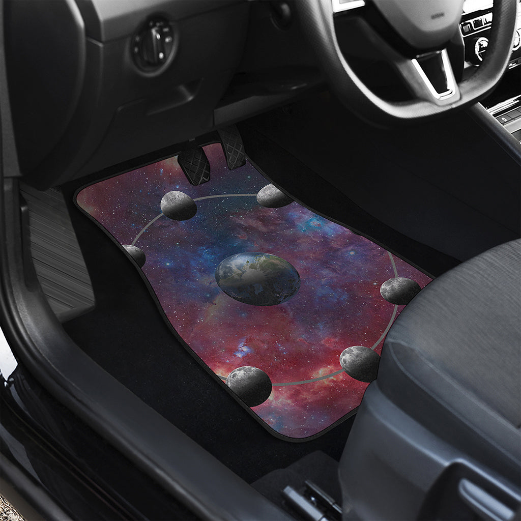 Galaxy Lunar Phase Print Front and Back Car Floor Mats