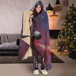 Galaxy Lunar Phase Print Hooded Blanket