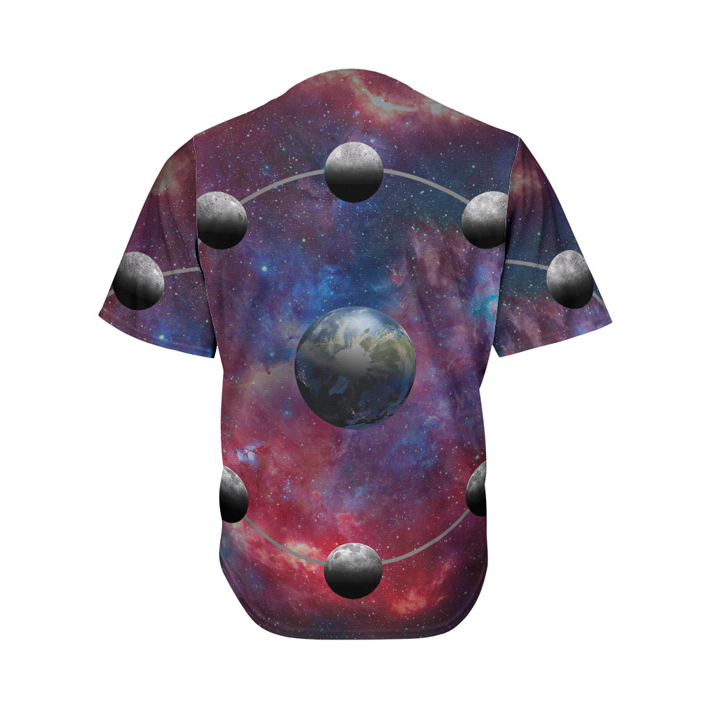 Galaxy Lunar Phase Print Men's Baseball Jersey