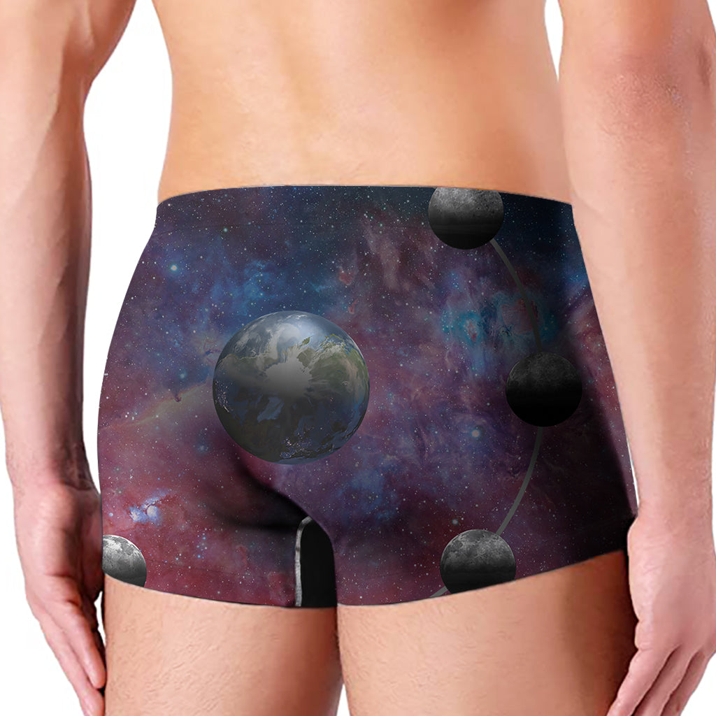 Galaxy Lunar Phase Print Men's Boxer Briefs