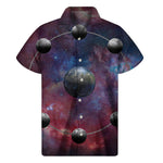 Galaxy Lunar Phase Print Men's Short Sleeve Shirt