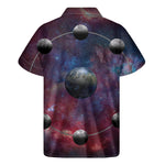 Galaxy Lunar Phase Print Men's Short Sleeve Shirt