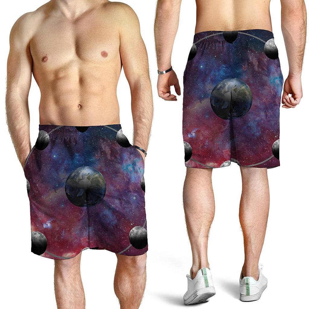 Galaxy Lunar Phase Print Men's Shorts