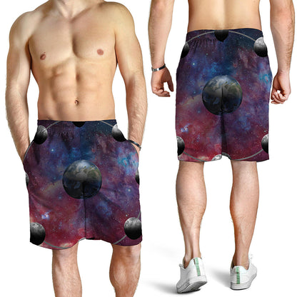 Galaxy Lunar Phase Print Men's Shorts