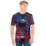 Galaxy Lunar Phase Print Men's T-Shirt