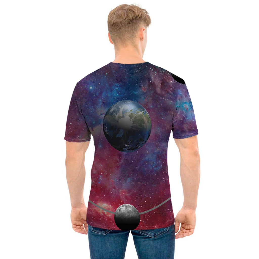 Galaxy Lunar Phase Print Men's T-Shirt
