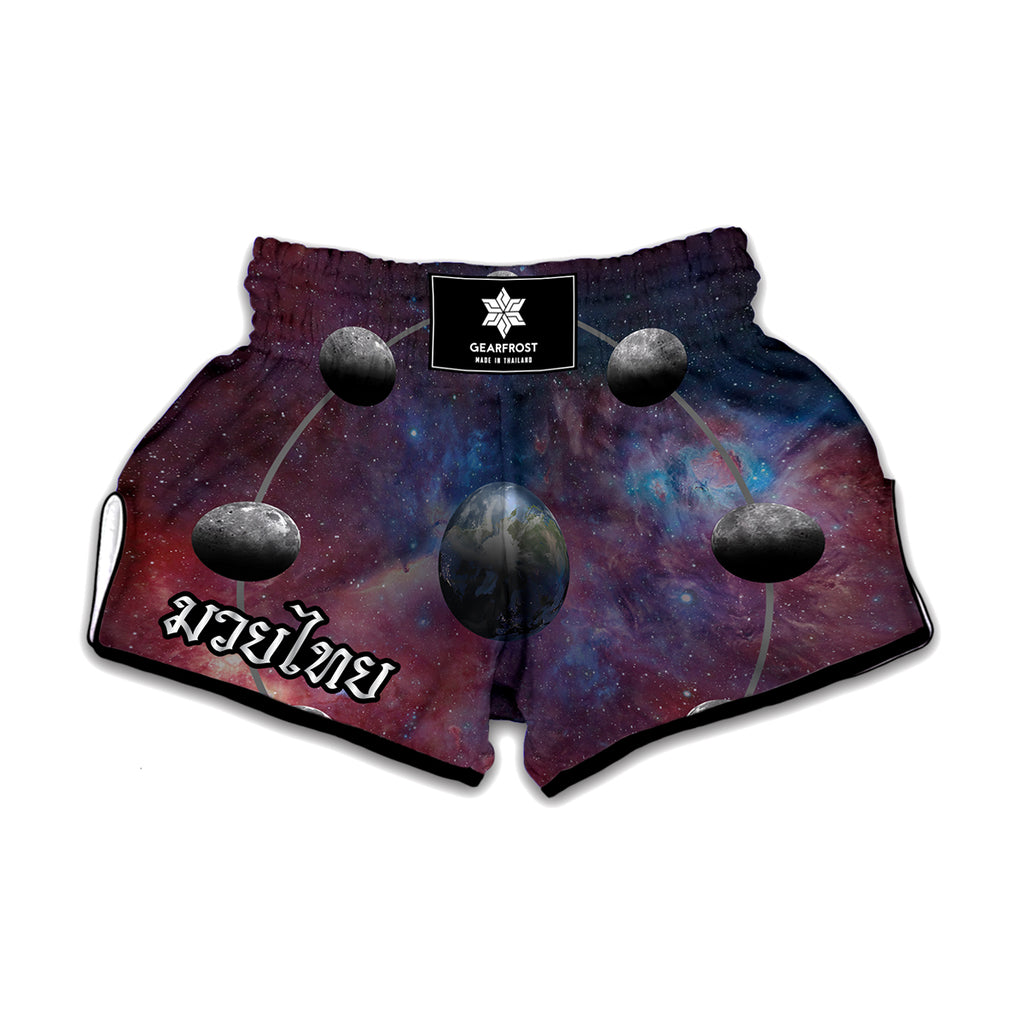 Galaxy Lunar Phase Print Muay Thai Boxing Shorts