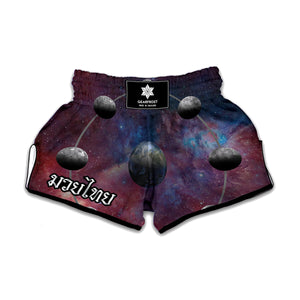 Galaxy Lunar Phase Print Muay Thai Boxing Shorts