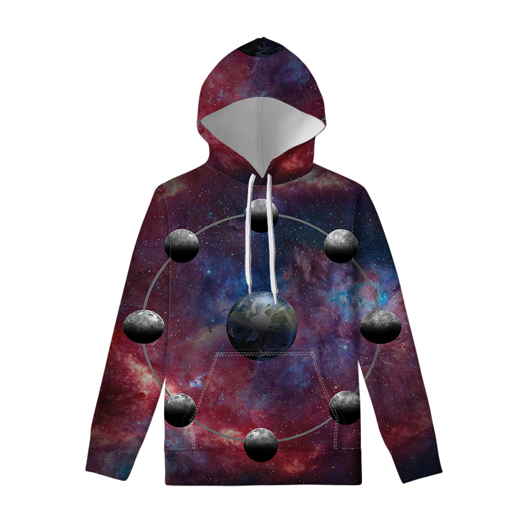 Galaxy Lunar Phase Print Pullover Hoodie